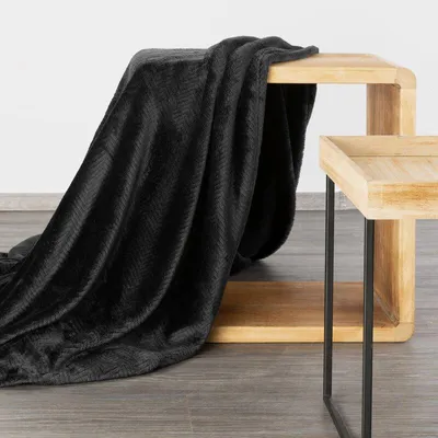 Zdjęcie produktu dla Design91 przytulny miękki koc CINDY5 150x200 cm czarny