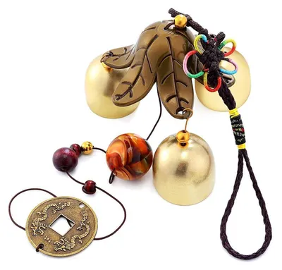 Produktbild von Windspiel Metall Messing 49,5 cm für Garten Terrasse Hof Fengshui Glockenspiel