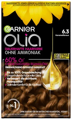 Produktbild von Garnier Olia Dauerhafte Haarfarbe 6.3 Karamellbraun, ohne Ammoniak, permanente C