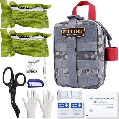 Obrázek produktu pro Taktická nouzová sada z plastu v šedé barvě pro outdoorové aktivity, jako je turistika, kempování a cestování