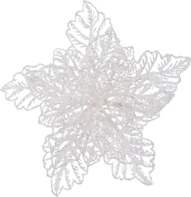 Produktbild von Weihnachtsstern - Kunststoff Blume auf Clip 23cm weiß