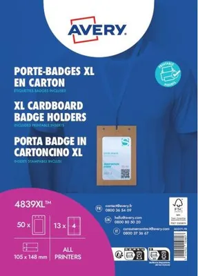 Immagine prodotto di Avery Zweckform AVZ 4839XL - Namensschild 105x148 mm Lanyard mit Einsteckschilder 50 (4839XL)