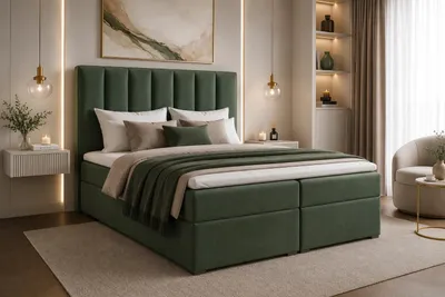 Obrázek produktu pro Zelená postel s pružinovým roštem 140 × 200 – iDream Riviera 38 s úložným prostorem