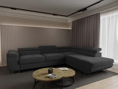 Produktbild von 4ALLHOME Ecksofa Luna mit Schlaffunktion, Couch, Sofa mit Bettkasten, Eckcouch, L-Form Seite: Rechts, Monolith 95 Dunkelgrau