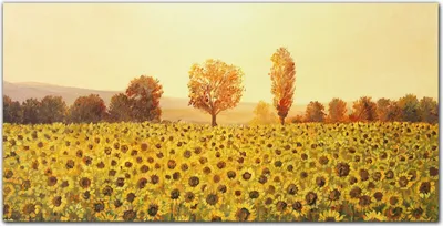 Produktbild von Coloray Küchenrückwand 100x50 Spritzschutz aus Glas - Blumen Sonnenblumen Baum