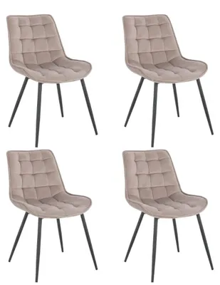 Produktbild von HOME DELUXE - Polsterstuhl IKALO 4er Set - Farbe: Hellbraun - weiche Polsterung, bis 120 kg belastbar I Küchenstuhl Speisestühle Esszimmerstühle