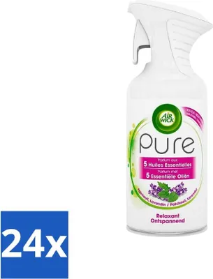 Produktbild von Air Wick Pure – Raumspray – Ätherische Öle – Lavendel – 250 ml - Vorteilspack - 24 Stücke
