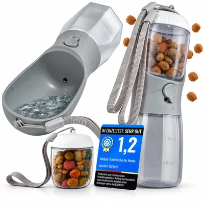 Hunde-Trinkflasche 300 ml, 3-in-1, auslaufsicher, BPA-frei