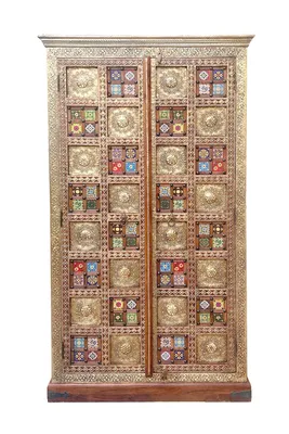 Produktbild von SIT Möbel Schrank mit 2 Türen | Akazie, Metall | bunt | B 100 x T 40 x H 180 cm | 21064-98 | Serie CHITRA