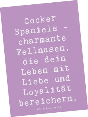 Produktbild von Mr. & Mrs. Panda Postkarte Spruch Cocker Spaniel Liebe - Lavendeltraum - Geschenk, Ansichtskarte, Grußkarte, Postkarten, verspielte Hunde, Hunderasse, bildkarte