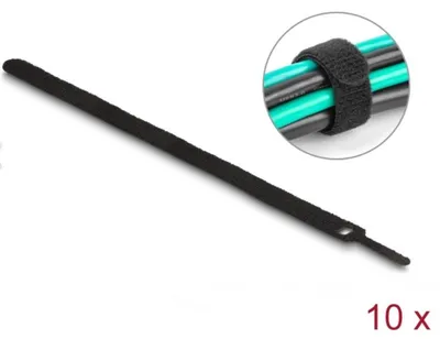 Produktbild von DeLOCK Klett-Kabelbinder L 300 x B 12 mm schwarz 10 Stück, Kabelbinder mit Klettverschluss, Schwarz, 300 mm, 12 mm, 10 Stück(e)