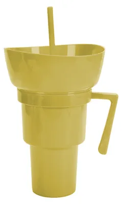 Produktbild von Wiederverwendbarer Popcornbecher mit Strohhalm, auslaufsicherer 900-ml-Trinkbecher für Kino und Reisen
