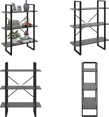 Obrázek produktu pro vidaXL Regál na knihy Grey 80x30x105 cm Materiál na bázi dřeva - Regál na knihy - Regály na knihy - Knihovny