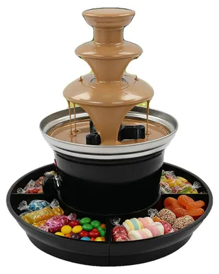 Zdjęcie produktu dla Fontanna do fondue czekoladowego, konstrukcja trzypoziomowa, moc 40 W, napięcie 230 V, stal nierdzewna dopuszczona do kontaktu z żywnością, nadaje się do różnych smakołyków