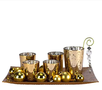 Image de Ensemble de 18 bougeoirs en verre dorés, marque "Omgoods"