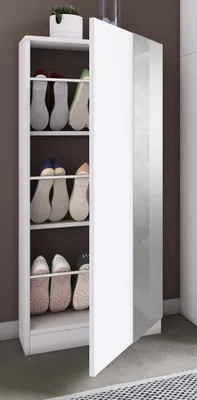 Produktbild von VCM Holz Schuhschrank | Maße: H. 112 x B. 50 x T. 17 cm | 1 Drehtür | praktischer Spiegel - Fulisa L Spiegel