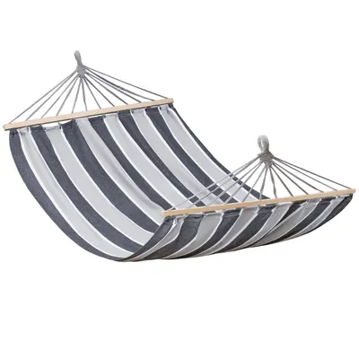 Produktbild von XXL Hängematte Ultimate 290x150cm mit Gestell - Outdoor Hängematte 2 Personen - Grau gestreift