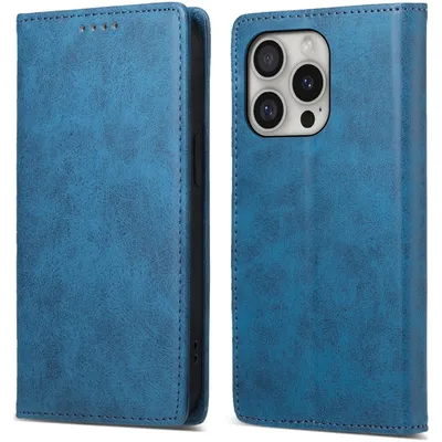 Produktbild von Mobigear Wallet iPhone 16 Pro Hülle Klapphülle Geldbörse - Blau