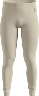 Beige Odlo Natural Merino 160 Base Layer Tights mit elastischem Bund und Logo auf der Hüfte