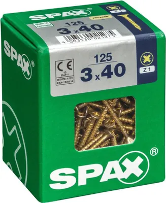 Produktbild von SPAX 4081020300407, Schraube, Stahl, Zink, Holz, Flachkopf, Pozidriv, Gelb