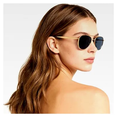 Produktbild von Retro Piloten Sonnenbrille für Damen und Herren im 70er Jahre Stil mit Doppelbrücke und UV-Schutz