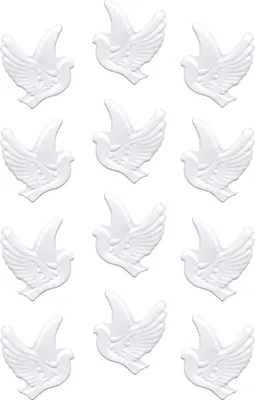 Produktbild von Oblique Unique Tauben 3D Aufkleber Sticker Tischdeko für Taufe Kommunion Konfirmation Hochzeit Deko Junge Mädchen - weiß
