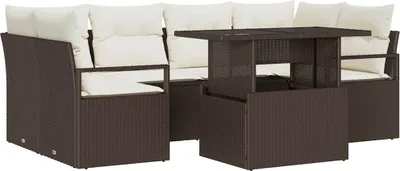 Productafbeelding van vidaXL Tuinset, 7-delig, bruin, polyrotan