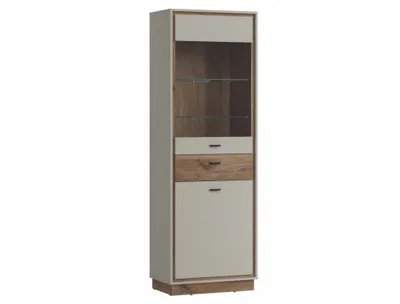 Image de Vitrine haute avec portes et tiroirs pour salon et salle à manger Rivero