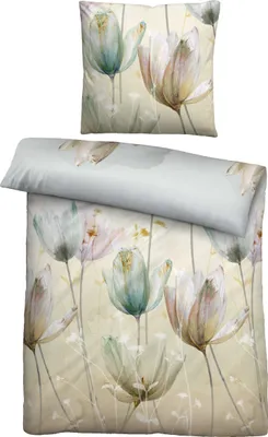 Produktbild von biberna Baumwoll-Satin Bettwäsche 0614508 TULPE color: perlmutt, size: 1x 155x220 cm + 1x 80x80 cm
