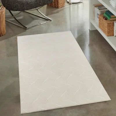 Produktbild von Schöner weicher Teppich mit Wellenmuster in creme Größe - 80 x 150 cm