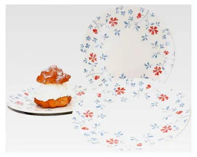 Produktbild von Kuchenteller Set Julia Blume blau, 4 Stück, Ø 21,5 cm, für 4 Personen, Frühstücks- und Dessertteller, florales Design, Porzellan