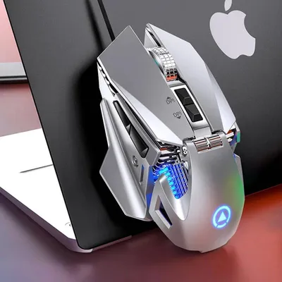 Produktbild von Gaming-Maus mit Kabel, RGB-Beleuchtung, 200–7200 DPI, einstellbare DPI, USB-Anschluss für PC und Laptop – Gray