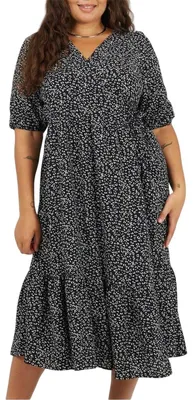 Produktbild von Brave Soul - Wickelkleid für Damen, Puffärmel GT25737 (44 DE) (Schwarz/Weiß)
