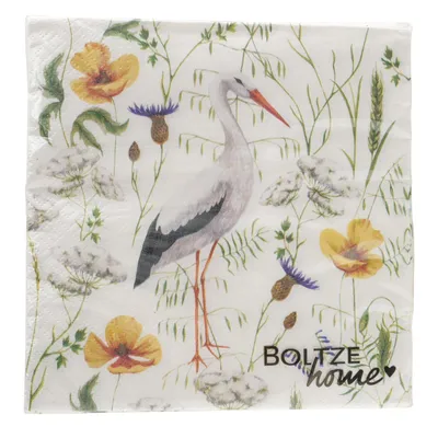 Produktbild von 1 Packung Papier Servietten Storch motiv, 20 Stück, 3 lagig Floral