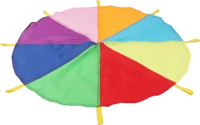 Immagine prodotto di Paracadute arcobaleno per bambini, attività fisica, allenamento sensoriale, asilo, attività all'aperto, gioco di gruppo con maniglie