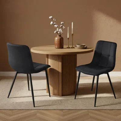 Produktbild von VASAGLE Esszimmerstühle 2er Set, Polsterstühle aus Samt mit Metallbeinen, 43 x 51 x 82 cm, Schwarz