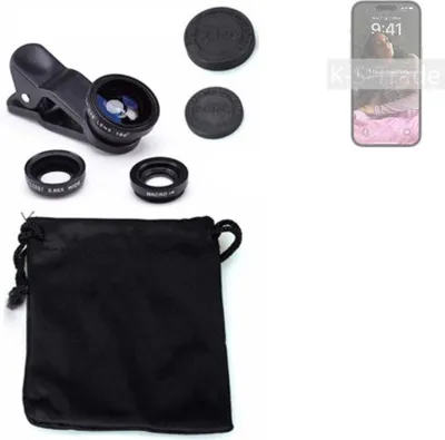 Produktbild von K-S-Trade Smartphone Kamera Linsen Set Kompatibel mit Apple iPhone 14 Pro Max 3in1 Clip-On Kamera Adapter Macro Weitwinkel FishEye Fischauge Objektiv