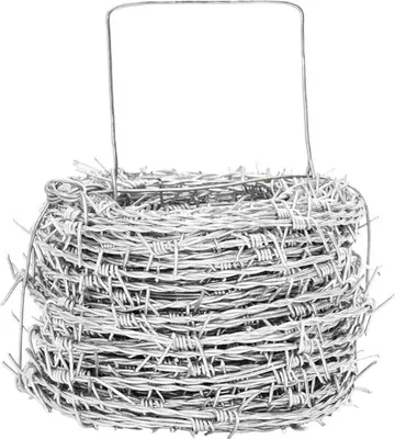 A roll of barbed wire with a handle.