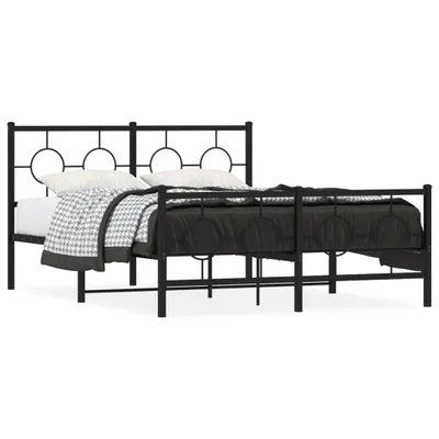 Zdjęcie produktu dla vidaXL Rama łóżka z wezgłowiem i podnóżkiem metalowa czarna 140x200 cm