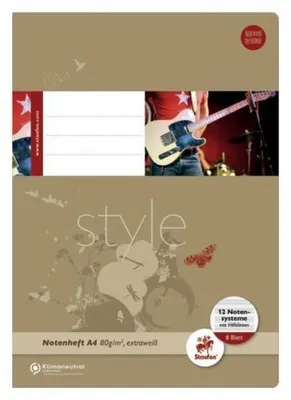 Produktbild von Staufen® style 040408022 Notenheft - A4, 8 Blatt, 80 g/qm, 12 Notensysteme + Hilfslinien