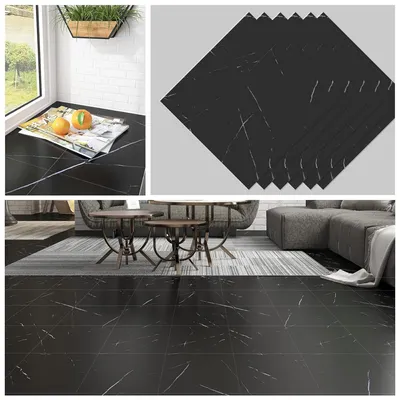 Image de Autocollant de sol (5 pièces) PVC autocollant de sol, mur carrelage sol autocollant, autocollant mural étanche - INSTALAY noir