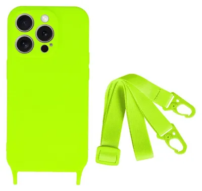 Productafbeelding van Beschermhoes/schouderbandhoes compatibel met iPhone 15 Pro Max, design 2, neon groen (lime)