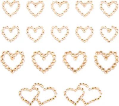 Produktbild von Oblique Unique 16 Herz Sticker Strass Steine Aufkleber Hochzeit JGA Valentinstag Deko - champagner