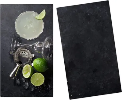 Produktbild von Spritzschutz Herdabdeckplatte Schneidebrett aus Glas Limetten auf Tisch 2-Teilig (60x52cm)