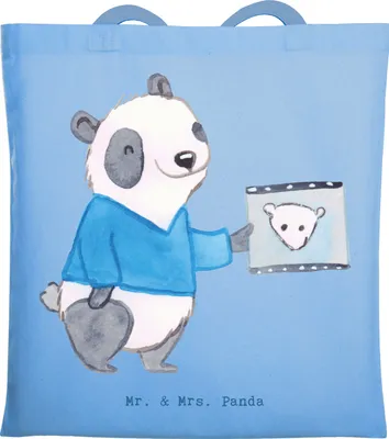 Produktbild von Mr. & Mrs. Panda Tote Bag Neurologe Herz - Sky Blue - Geschenk, Mediziner, Tasche, Krankgeschrieben, Medizinstudium, Schultasche, Tragetasche, Krankenhaus, Laptoptasche
