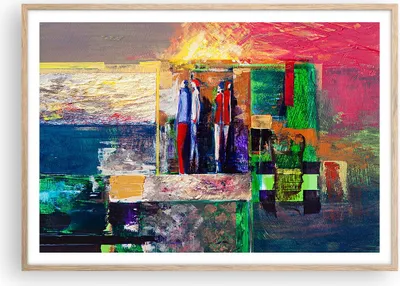 Produktbild von Gerahmtes Poster - Rahmen in heller Eiche - Abstraktion modern - 100x70 cm - Wand Bild - Wanddeko - Wandbilder - Wandposter - Bilderrahmen - Bilder - Kunstdruck - Wandbild - P2NAA100x70-3670