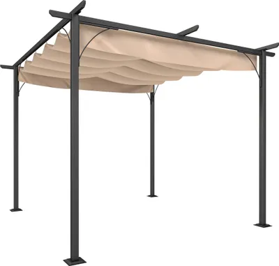 Produktbild von Outsunny Pergola Pavillon 3 x 3 m Terrassenüberdachung mit Schiebedach Beige