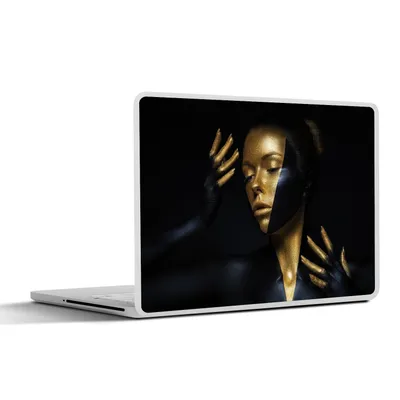 Produktbild von MuchoWow® Laptop Aufkleber Sticker Cover Make-up - Kunst - Frau - Luxus - Gold 36.5x27.5 cm - Laptop-Sticker