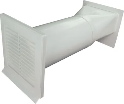 Produktbild von Teleskop-Mauerkasten - Außengitter weiß, ø 150 mm, Mauerstärken 120 bis 450 mm
