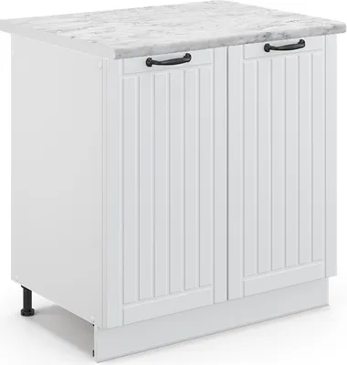 Produktbild von Spülenunterschrank Vicco Fame-Line Weiß Landhaus 80 cm , AP Marmor, Model 45571